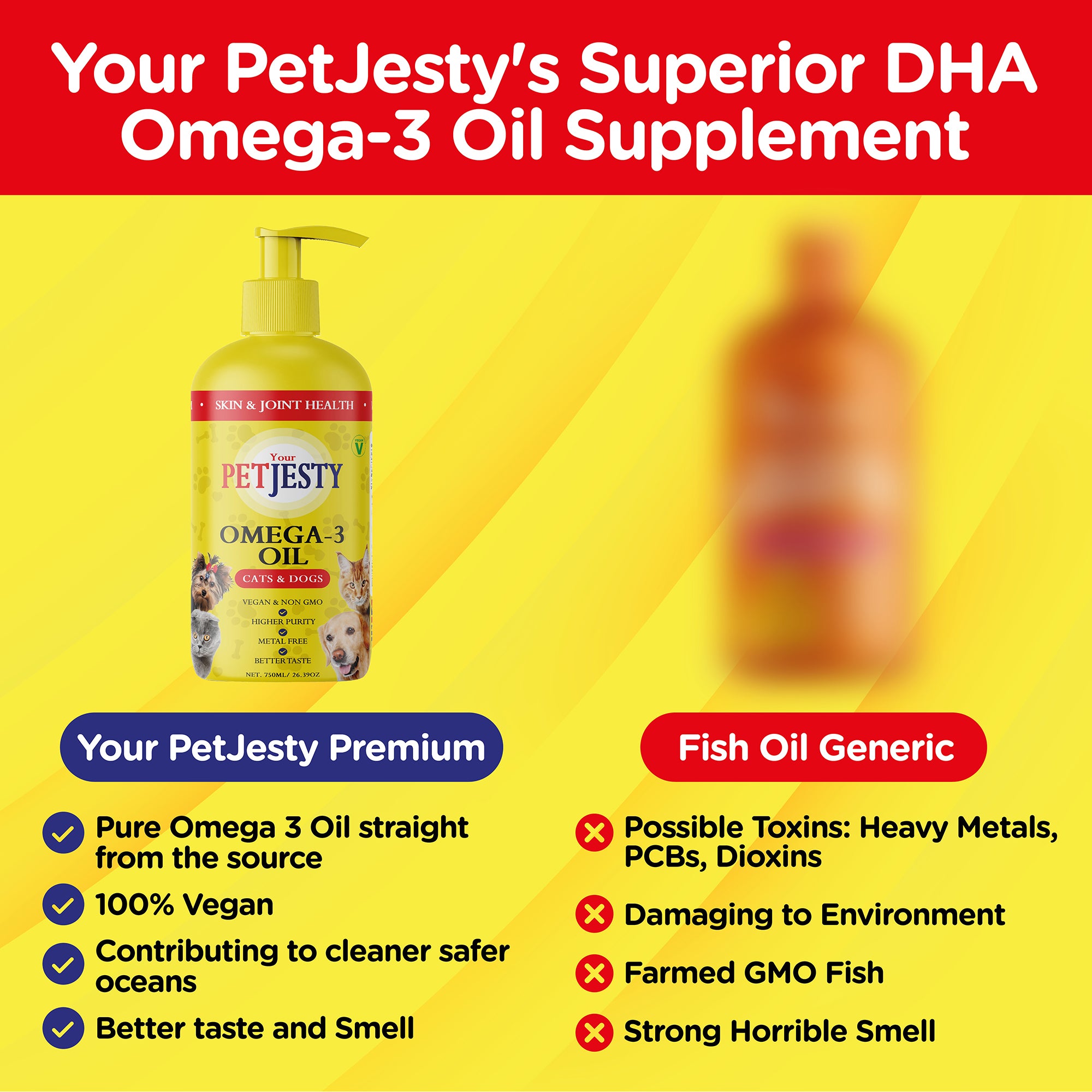 PetJesty Pure Superior Vegan Omega 3 Oil for Ultimate Pet